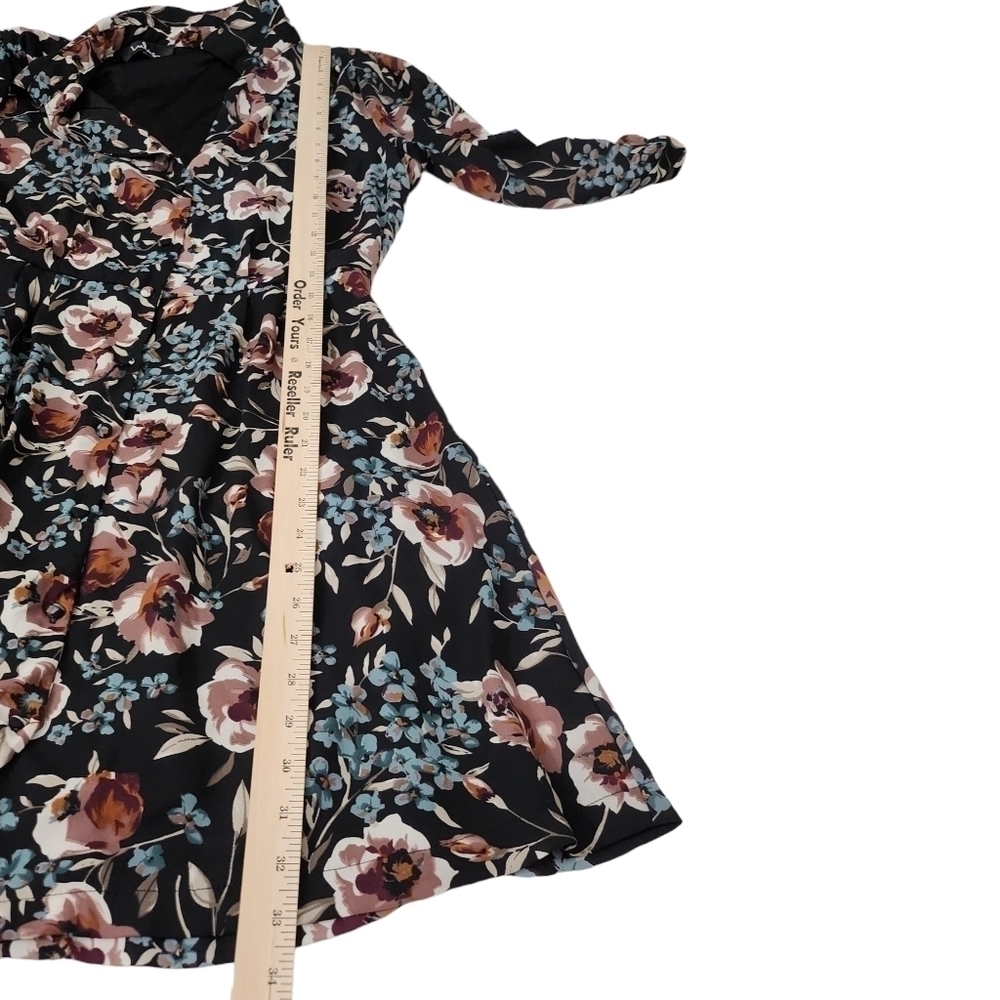 Lulus Such a Beauty‎ Dress Medium Black Floral Button-Up Collar Button Front - Picture 11 of 12